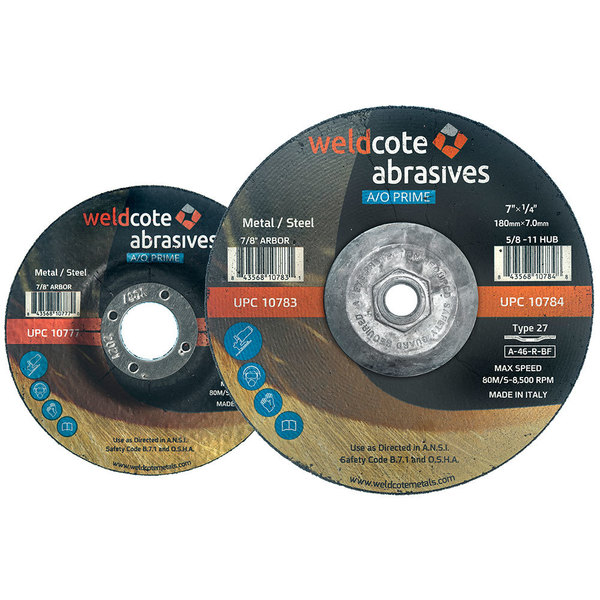 Weldcote Grinding Wheel 6 X 1/4 X 5/8-11 T27, A24-R-Bf A-Prime 10782